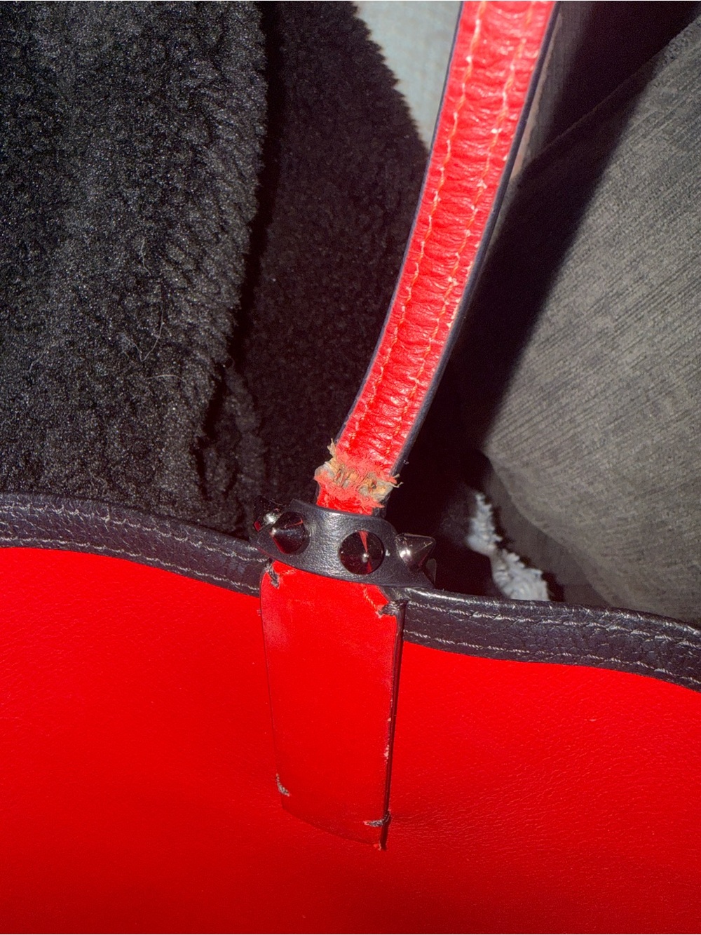 Red Women's Tote Bag with Studded Strap